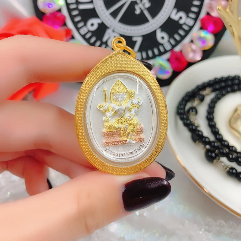 50% OFF Asia Thailand Temple four-faced Buddha figure  GANESH God of wealth Amulet good luck Recruit wealth talisman