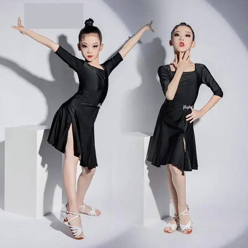 1-set-girls-black-latin-dance-dress-kids-ballroom-costume-latin-dress-costume-gymnastics-pratice-dance-costume-pleated-skirt
