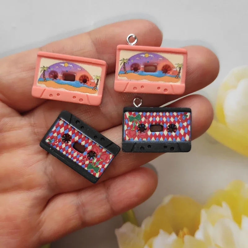 10Pcs Mini Retro Cassette Tape Charms Simulation Tape Pendant Flatback Scrapbooking DIY Bracelet Earring Keychain Jewelry Making