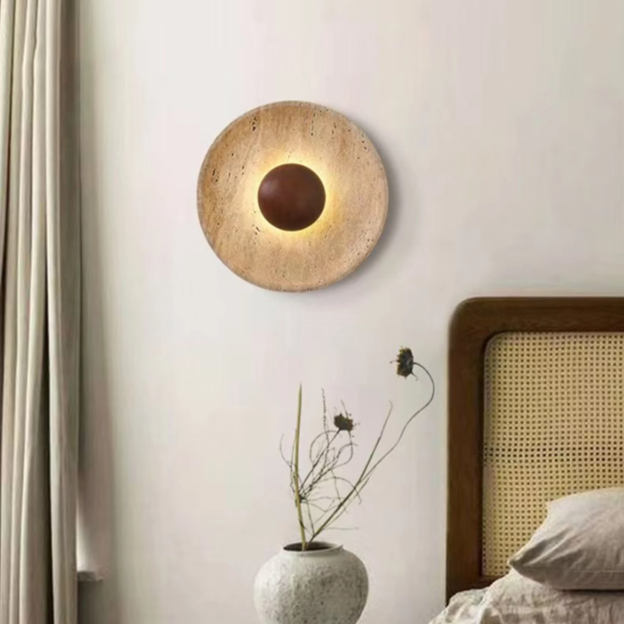 Applique Murale en Pierre Naturelle, Lampe Décorative Rétro, Applique Murale LED pour Chevet, Chambre, Salon, Îlot de Cuisine, Couloir