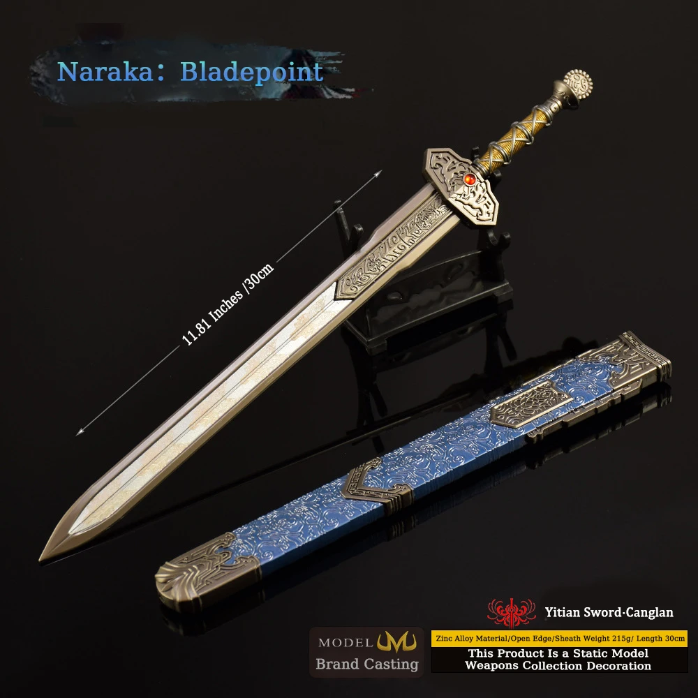11.6-Inch Metal Naraka Game Peripherals Katana "Yitian Sword" Original Samurai Sabre Anime Steel Sword Real Size Japanese Toy