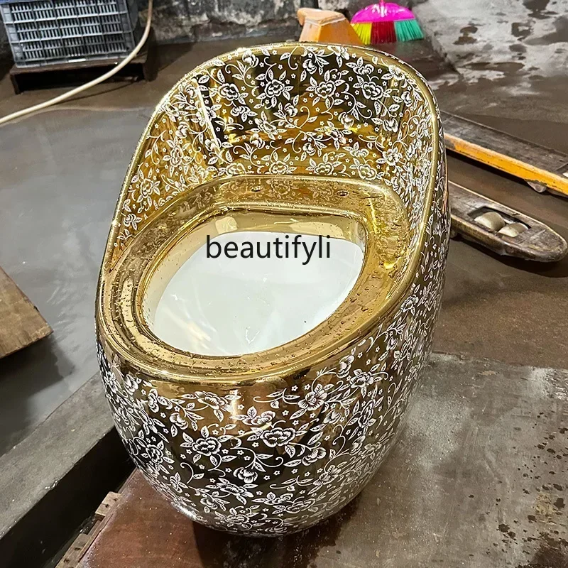 35Golden toilet European round local tyrant gold toilet art creative color gold toilet ceramic bathroomAsmt5203SSS