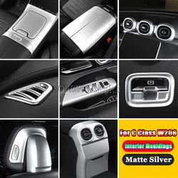 For Mercedes Benz C Class W206 C200 C220 C260 C300 2022+ Matte Silver Car Center Console Gear Seat Headrest Full Kit Accessories