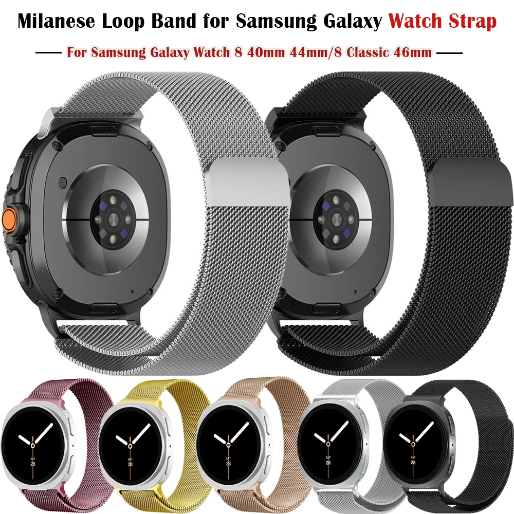 Metall-Milanese-Armband für Samsung Galaxy Watch 8 40/44 mm, Edelstahl-Magnetarmband für Galaxy Watch 8 Classic 46 mm Band