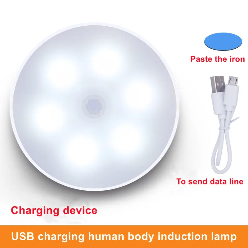 Sensor LED Wireless Night Light Bedroom Lamp USB Rechargeable Energy-saving Automatic Wall-Mounted Body Induction Lamp