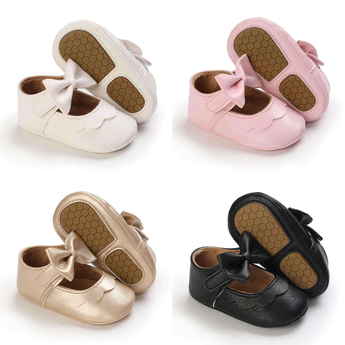 귀여운 아기 소녀 공주 신발 PU 가죽 부드러운 안티 슬립 아기 신발 0-18M 첫 번째 운동화