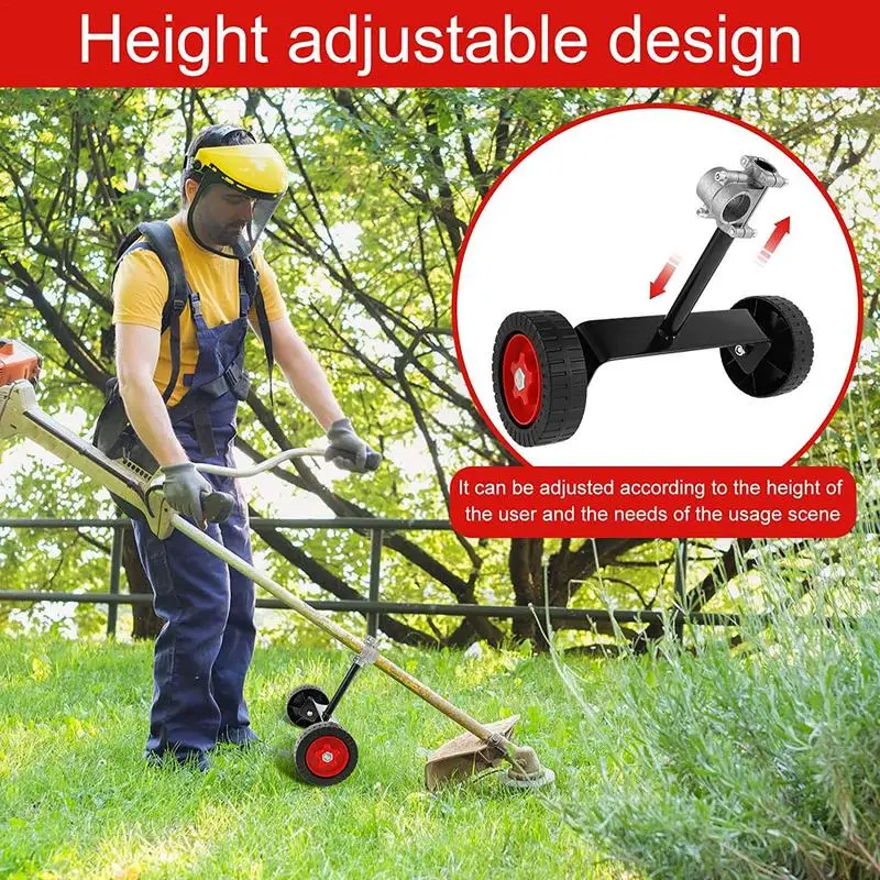 

Universall Metal Wheels For String Trimmer Grass Eater Weeds Wacker Adjustable Height And Angle Grass Trimmer Auxiliary Wheels