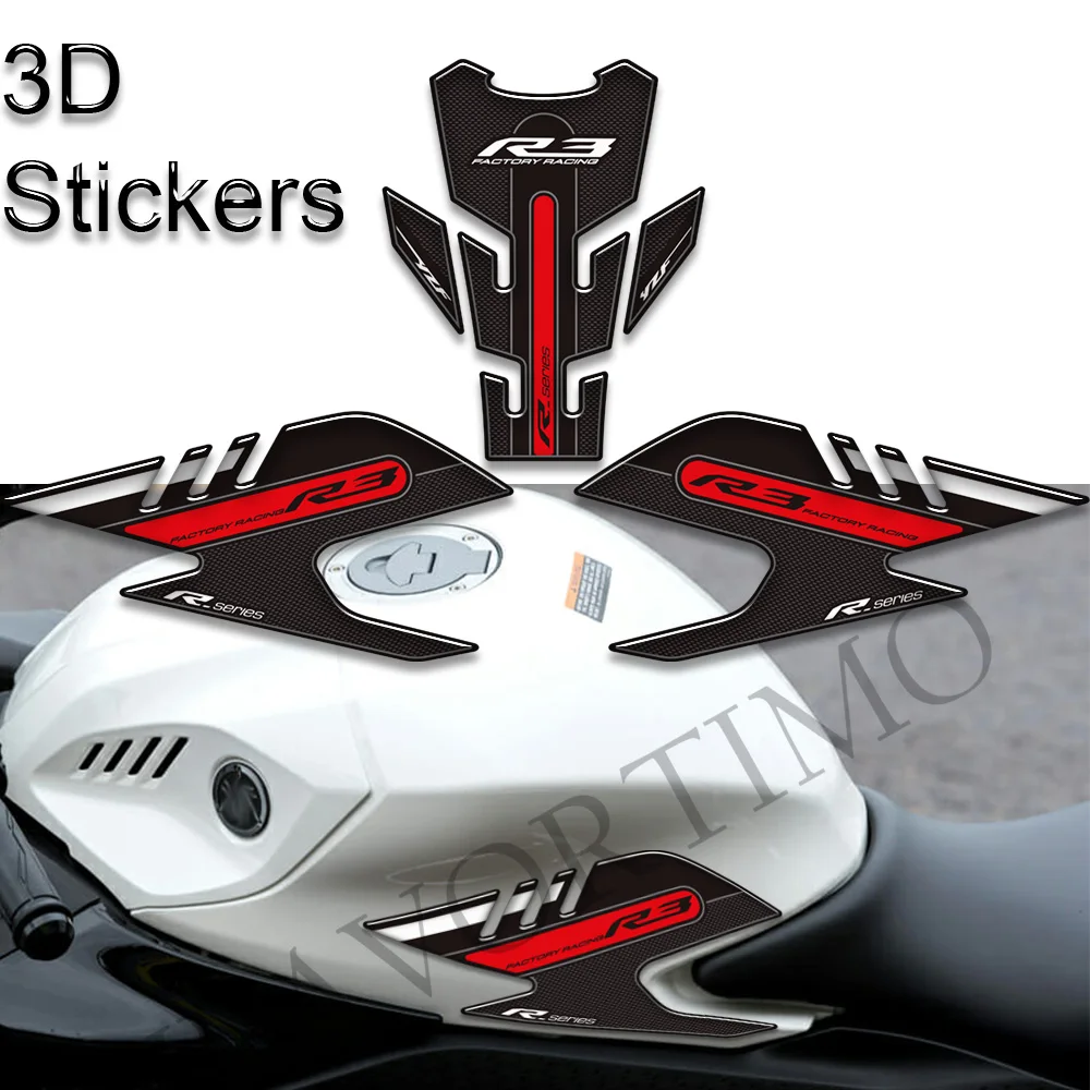 2019 2020 2021 2022 Tank Pad Side Grips Gas Fuel Oil Kit Knee Stickers Decals Protector For YAMAHA YZF R3 YZF-R3 YZFR3