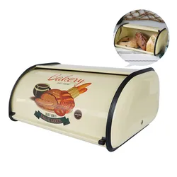 Kitchen Metal Bread Box Desktop Food Storage Container Outdoor Picnic Snack Box Convenient Flip Cover Bread Bin Medium size