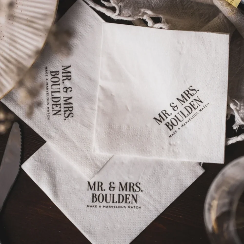 80 pcs Personalized Napkins/Mr & MRS make a marvelous match/Photo napkin/Custom napkins/Wedding favor/cocktail napkins