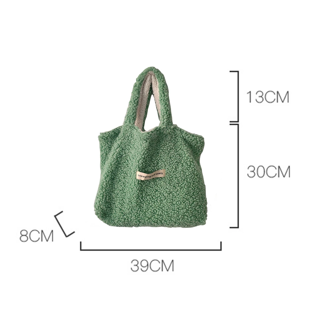 Double Sided Lamb Wool Handbag Autumn/Winter Women\'s Warm Shoulder Bag Ladies Large Capacity Totes Fashion Faux Fur Underarm Bag