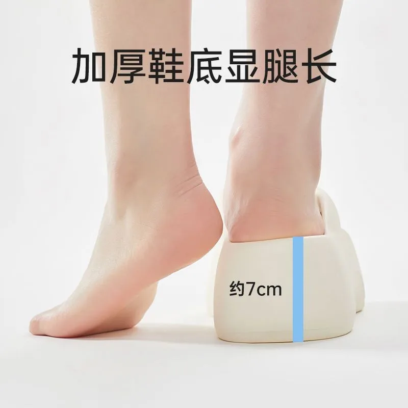 Outdoor Slippers for Women with Sloping Heels Thick Sole Flip Flops for Summer Wear Elevated EVA Flip Flops for Outside Wear