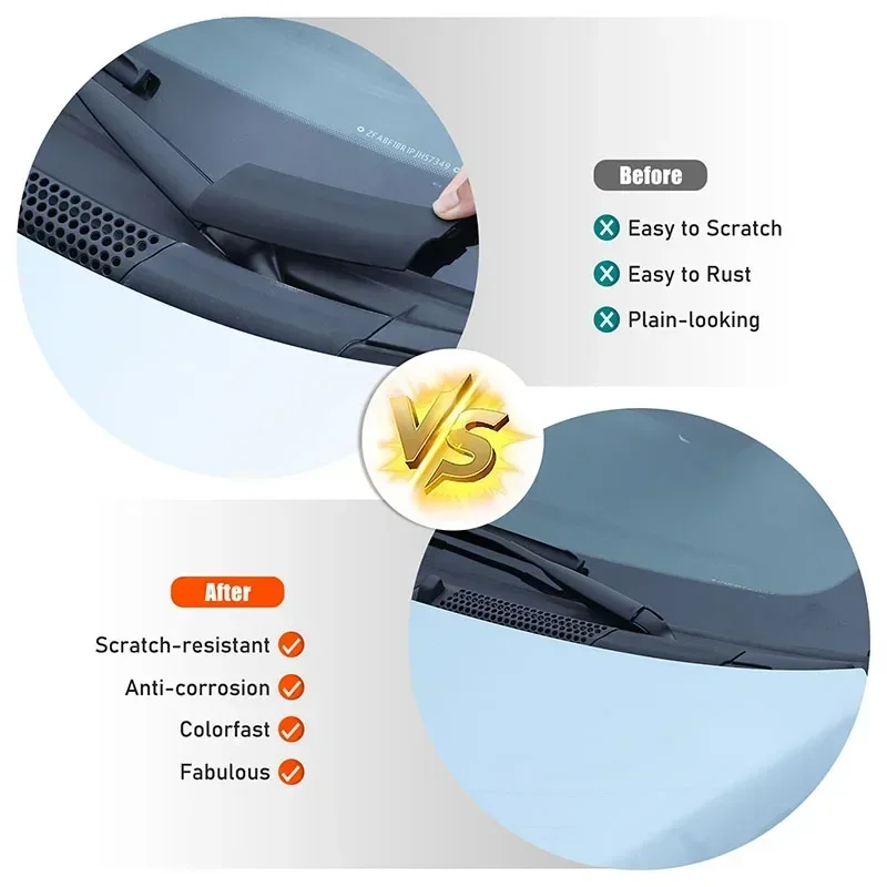 For  Fiat 500 2010+ ABS car styling car front gutter cover sticker car decoration protection accessories 2Pcs