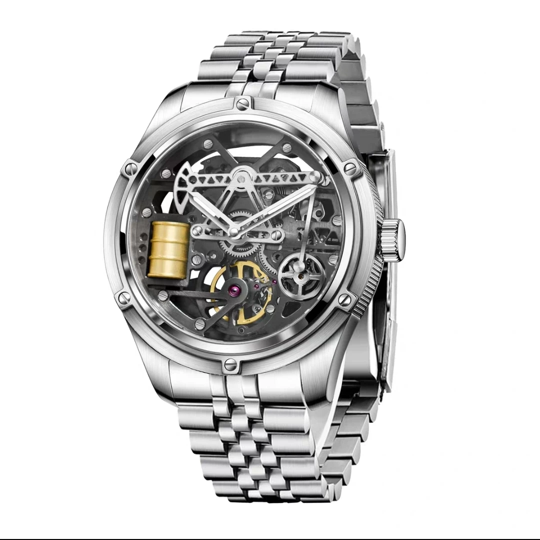 PINDU Men Automatic Watch 42mm Mechanical Wristwatch 50M Waterproof Oil Drilling Dial Miyota 8215