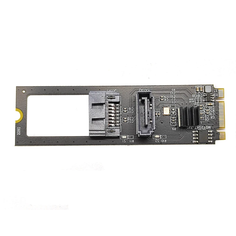 Tarjeta elevadora NVME a controlador SATA Dual M.2 NVME a SATA3.0 6G convertidor de unidad de disco duro M.2 Key-M PCIE NVME a SATA JMB582 Chip