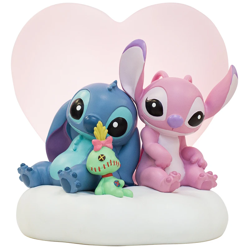 New Disney Lilo & Stitch Valentine'S Day Series Night Light Ornament Toys Anime Stitch Night Lamp Figurines Girls Christmas Gift