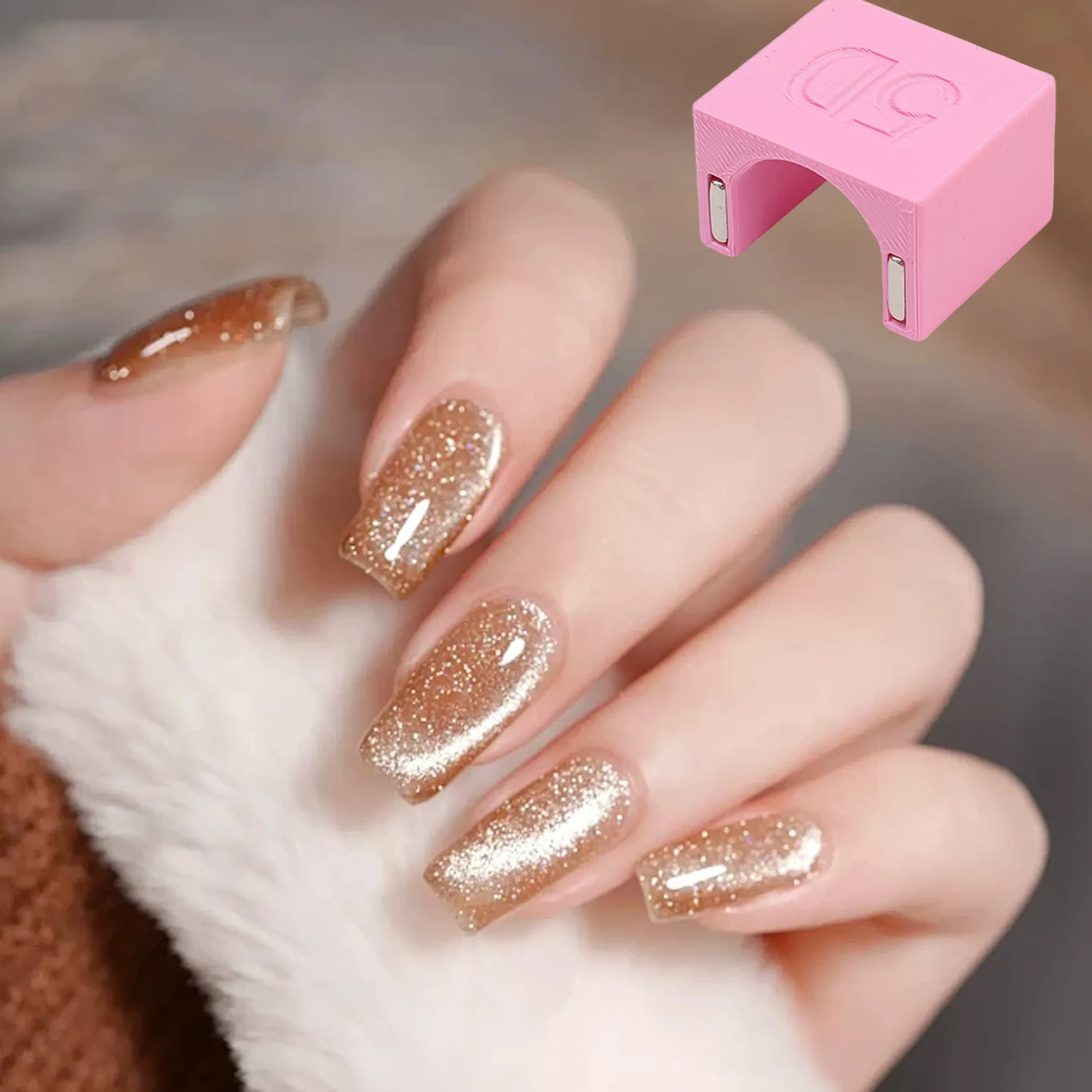 Cat Eye Nail Art Magnetic Tool White/Pink Nail Art Suede Magnet Suitable for DIY 3D Magnetic Cat Eye Gel Nail Polish Magnet Tool