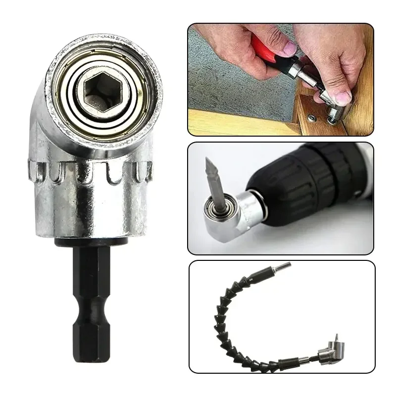 

4Pcs Set Bending Screwdriver Hexagonal Handle Connect Hex Square Shank 1/2 Square Head 3/8 Sleeve 1/4 Drill Bits Electric Tools