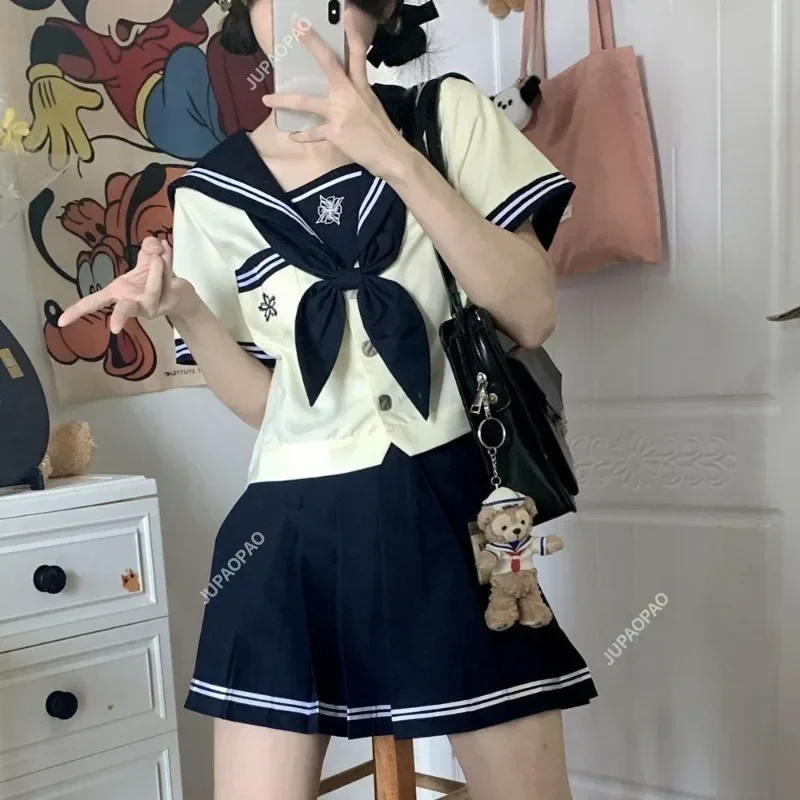 

Japanese Embroidery New JK Uniform Ins Style Sailor Uniform College Style Long-sleeved College Style Pleated Skirt Suit Youth