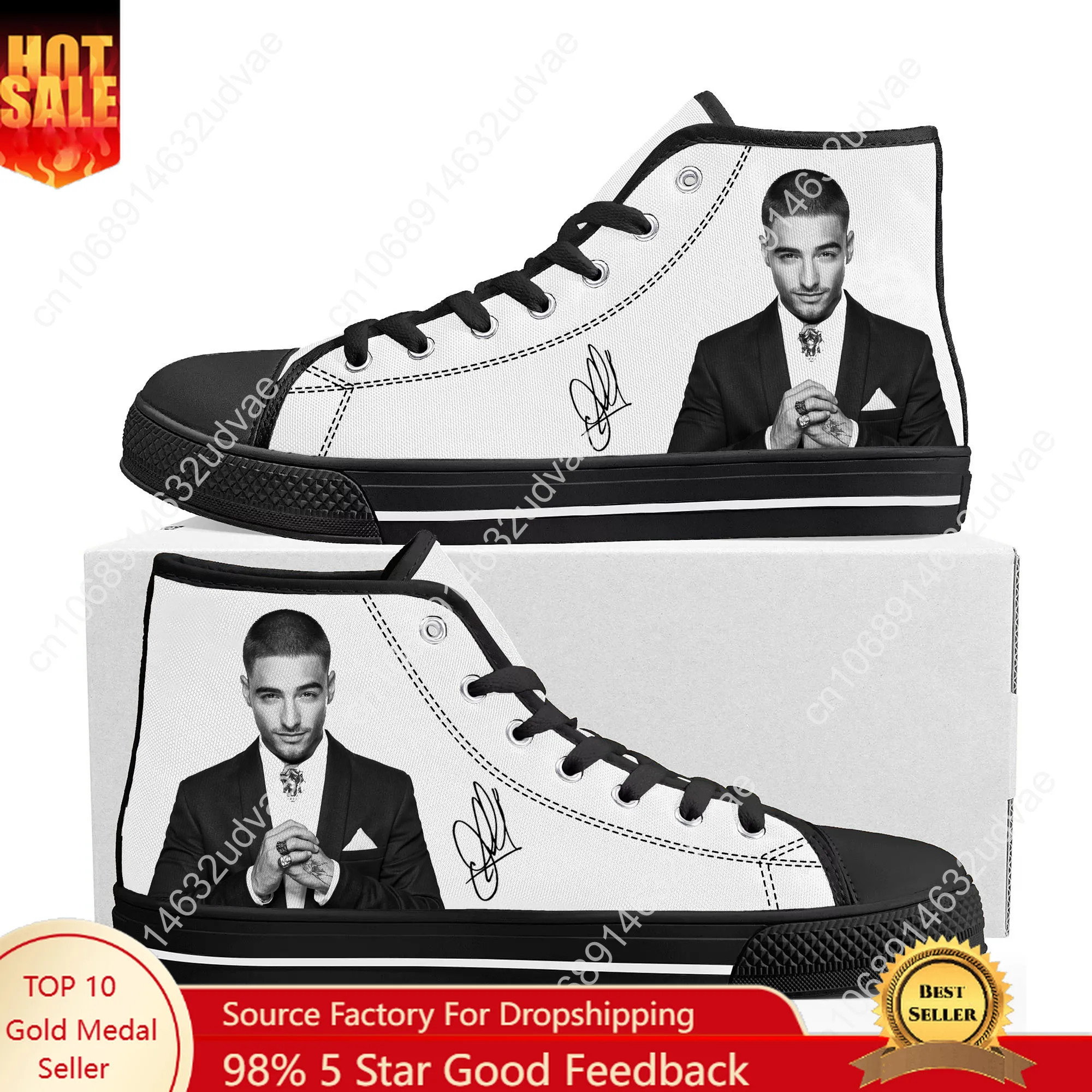 

Maluma High Top Sneakers Mens Womens Teenager High Quality Canvas Sneaker 3D Print Casual Couple Shoes Personalized Shoe