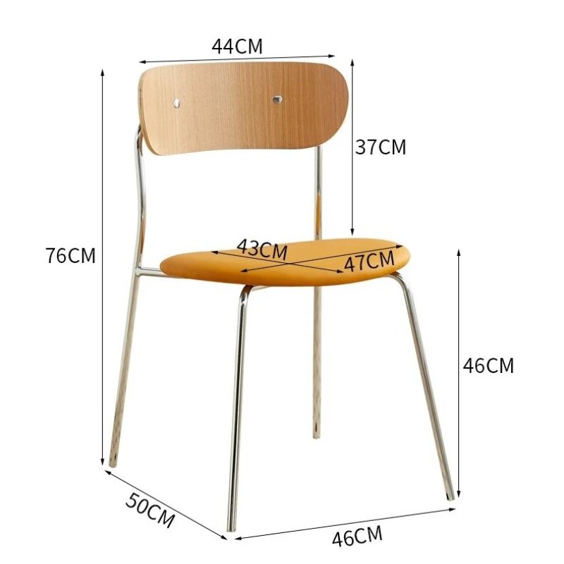 Sillas de comedor de ocio nórdico ligeras, Sillas simples de lujo, silla de respaldo de acero inoxidable para cafetería, muebles de comedor