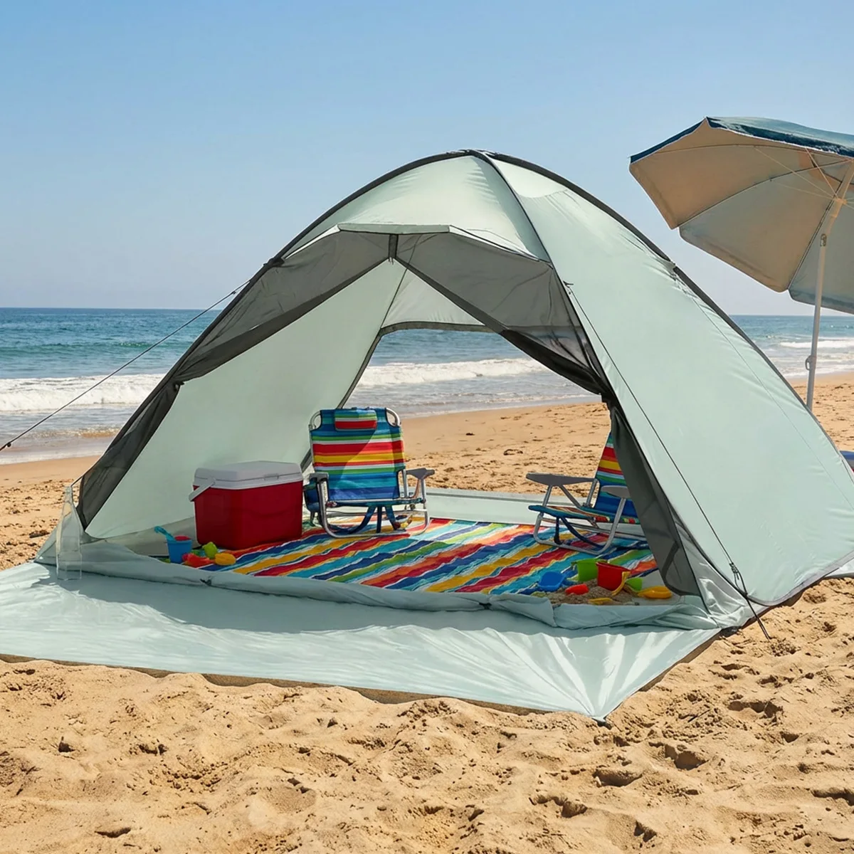 

Automatic quick opening beach shade folding camping tent outdoor sun protection and rain protection