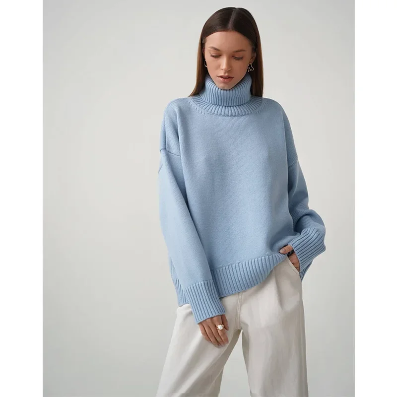 turtleneck sweater Europe, America 2025 autumn and winter comfortable loose classic versatile temperament pullover sweater