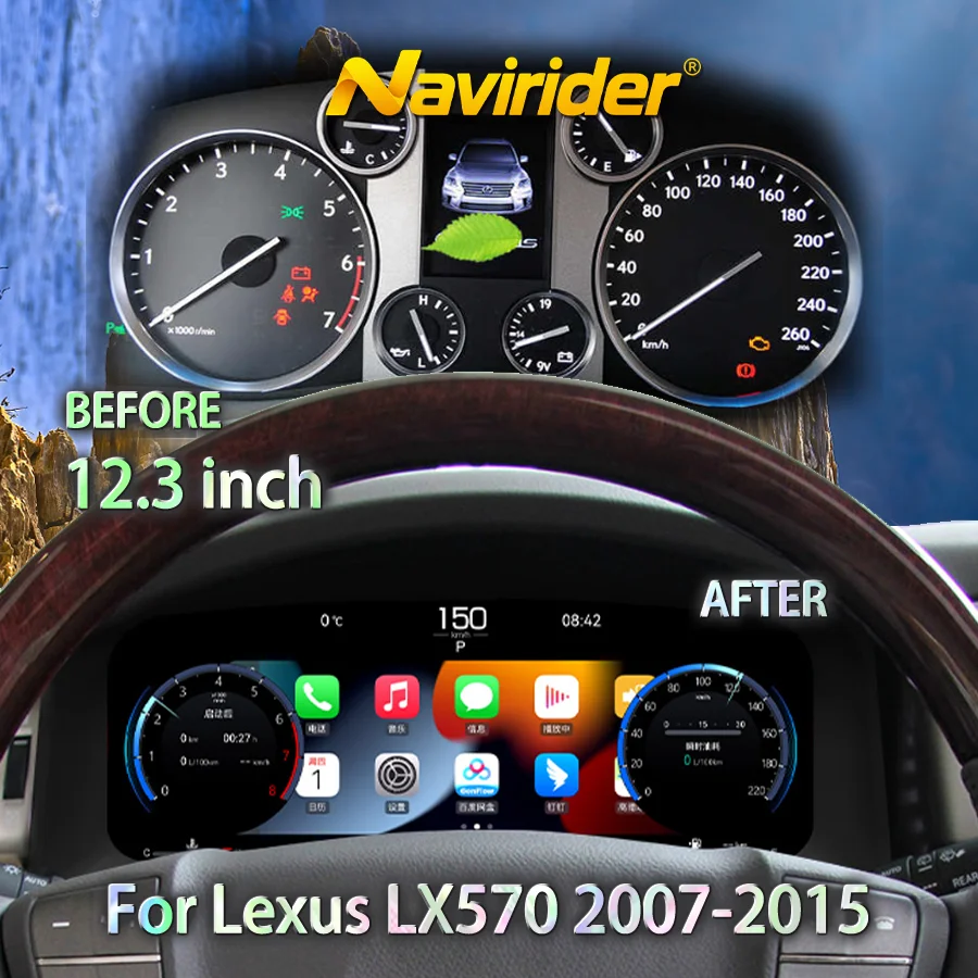 GPS Instrument Clock Tachometer Odometer For Lexus LX570 2007-2015 Car Cockpit Display Digital Carplay LCD Dashboard Panel Linux