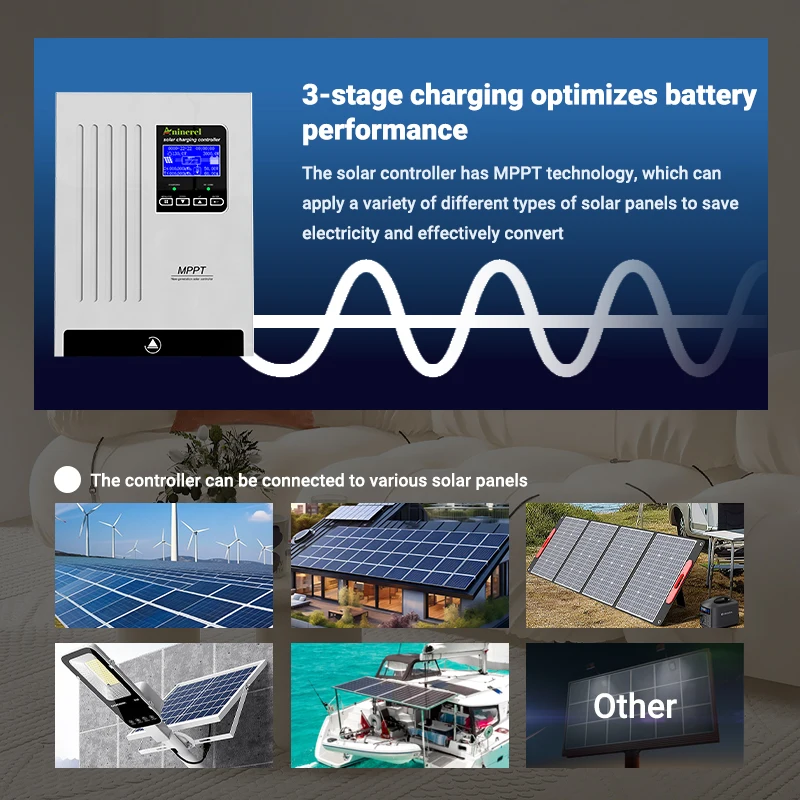 Aninerel 100A Solar Charge Controller and 12V-100AH Battery Sets 48V-100AH MPPT Intelligent Regulator Solar Controller For 12V/24V/36V/48V LiFePO4 Battery US In Stock view 5