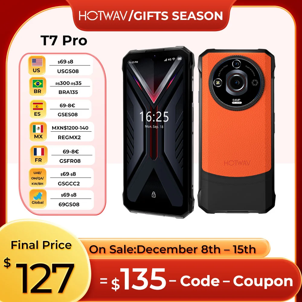 HOTWAV T7 Pro Smartphone Android 13.0 Octa-core Processor 6GB+256GB 8MP Front Camera 6280mAh Battery 6.6\