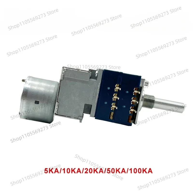 RK271 Series Motorized Rotary Potentiometer 5K 10K 20K 50K 100K Ohm Dual Unit 6 Pins Slotted Half Shaft Audio Volume Control