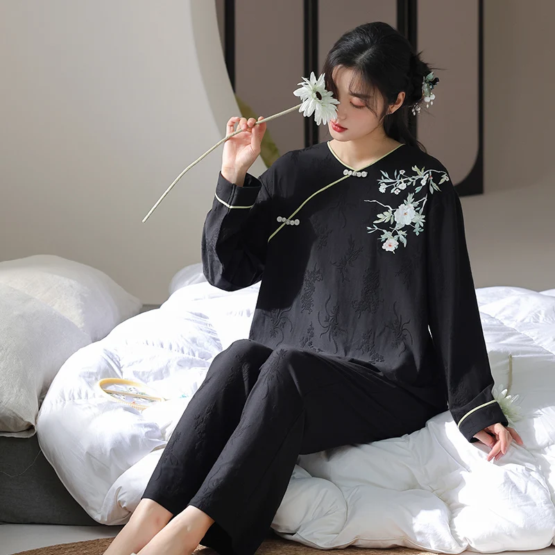 Autumn Women's Pyjamas Cotton Women Pajamas Sets Long Sleeve Sweet Casual Soft Female Homewear Clothing