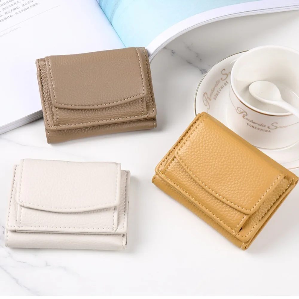 New Women Wallets Short Simple Tri-fold Purses Ladies Multi-card Bags Large-capacity Anti-theft Brush Purse Famale Mini Coin Bag