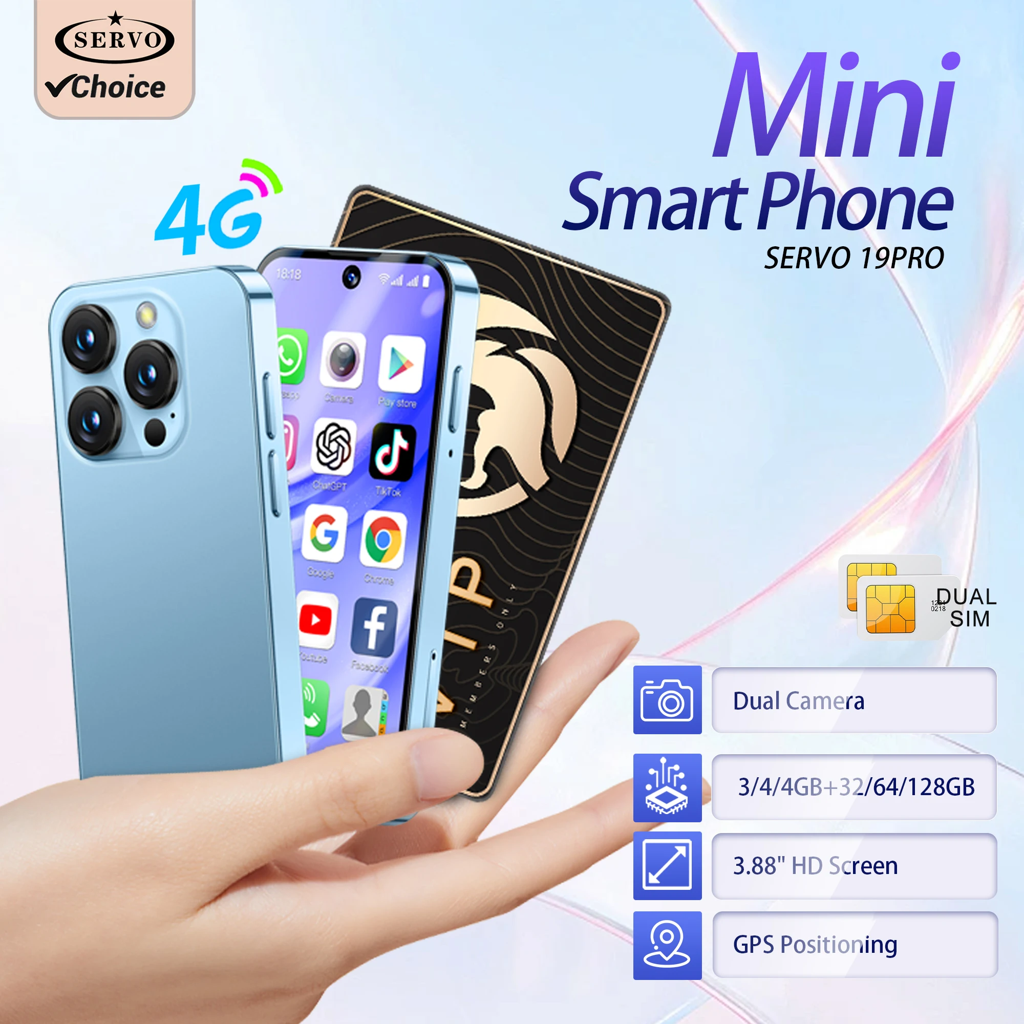 SERVO 19PRO Mini Smartphone 4G LTE 3.88