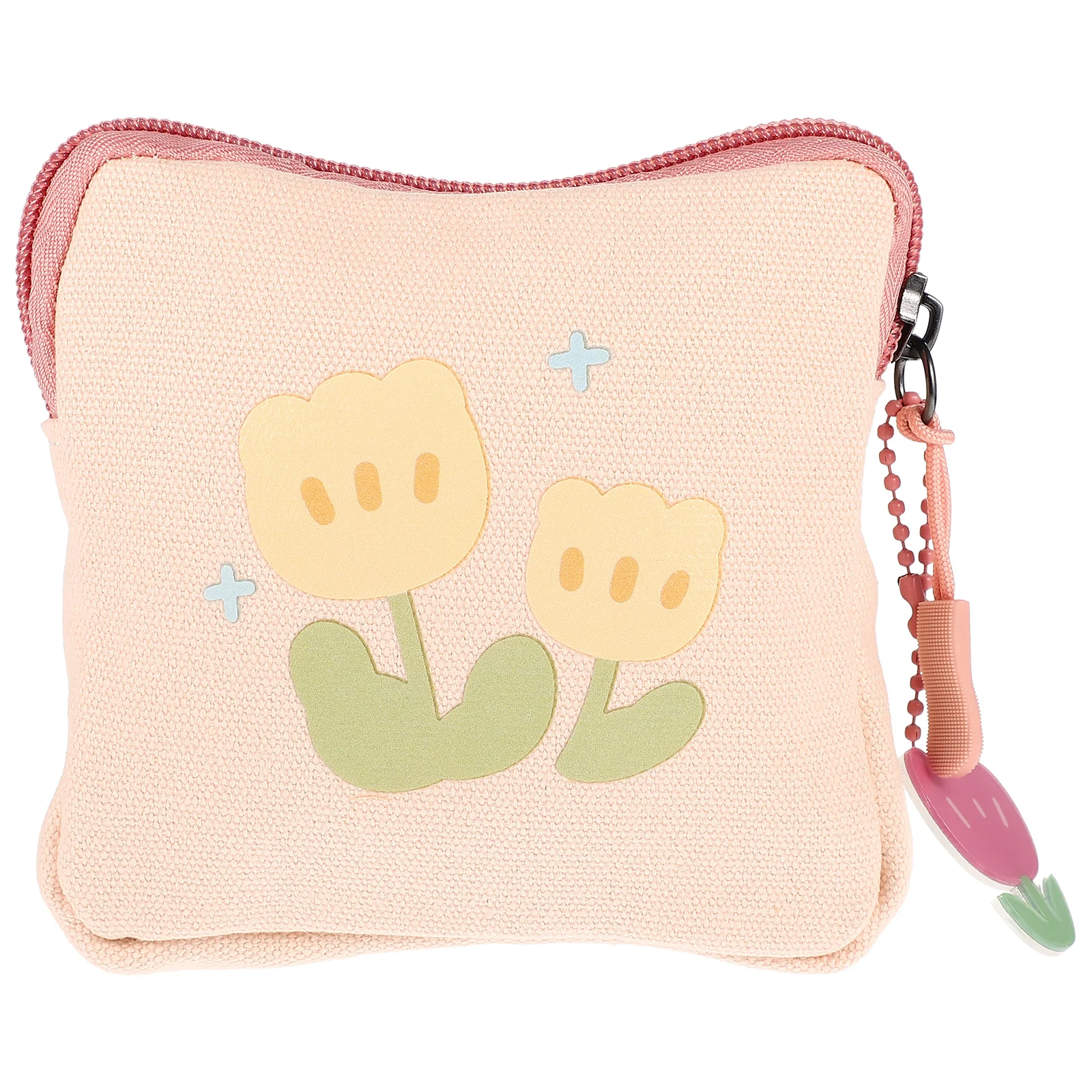

Square Flower Pattern Period Bag Student Coin Pouch Travel Sanitary Towel Holder Multipurpose Storage Durable Gift