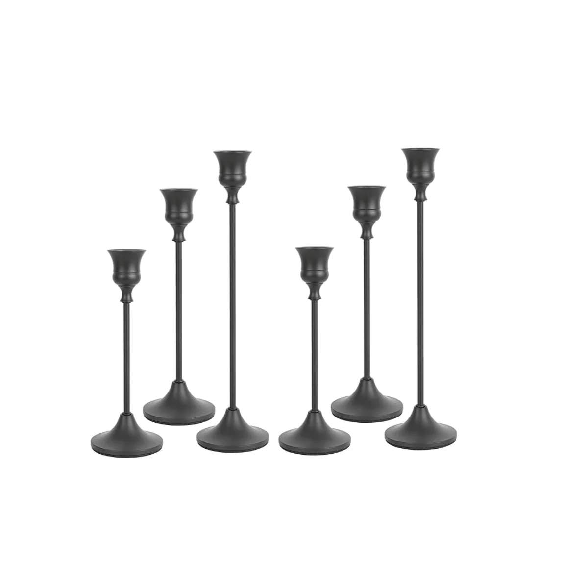 6PCS/3PCS Conical Metal Candle Holder Set, Electroplated Silver/Copper Natural Color Multiple Options, New 1 Stainless Steel Tissue Box + 6 Candle Holder Set Option, Suitable For Home Dining, Holiday Gatherings, Weddings And Other Occasions