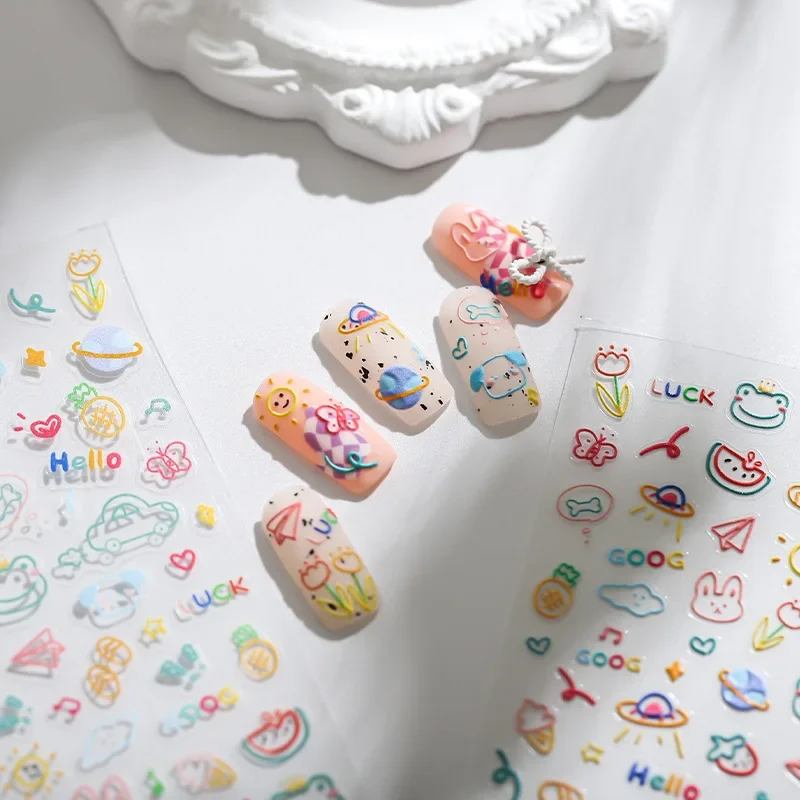 New Technology Three-dimensional Nail Art Stickers Adhesive Nail Stickers Accessories Childlike Graffiti