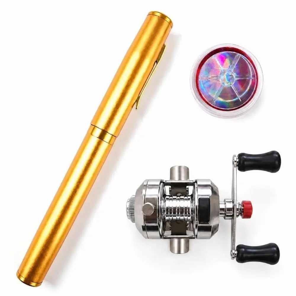 Portable 1.95m Length Pen Fishing Rod Kit with Mini Reel with 100m Line Pocket Fishing Rod Set Fishing Reel Combo Boat Fishing