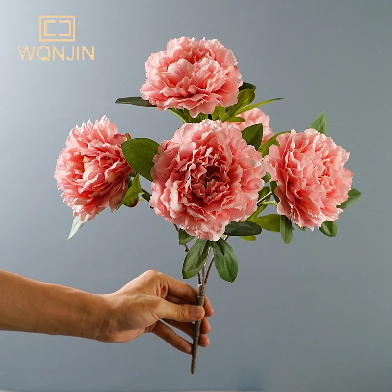 5 Köpfe große rote Seide künstliche Pfingstrose Blumenstrauß Blumen Dekoration Hochzeit Zuhause Tisch große gefälschte Blumen Valentinstag liefert – Detail 6