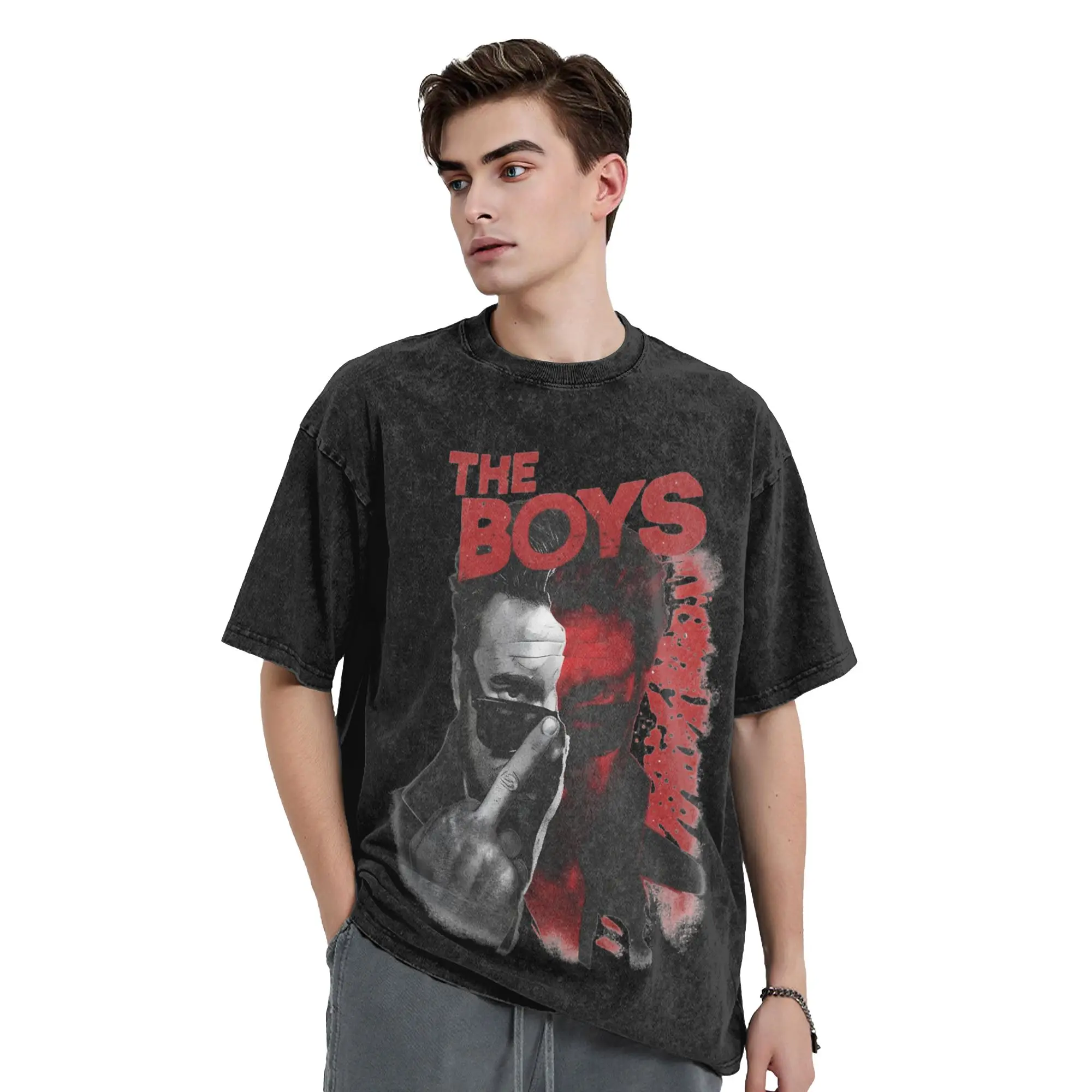 Washed T Shirt Billy Butcher The Boys Hip Hop Novelty T-Shirt Oversize  Streetwear Short Sleeve Graphic Tops Tees Men Women