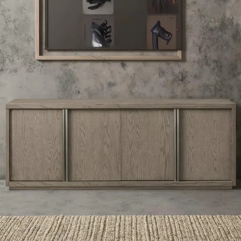 2025 خزانة عرض أدوات المائدة المربعة ذات 4 أبواب من خشب البلوط الصلب على الطراز الحديث الفاخر #2