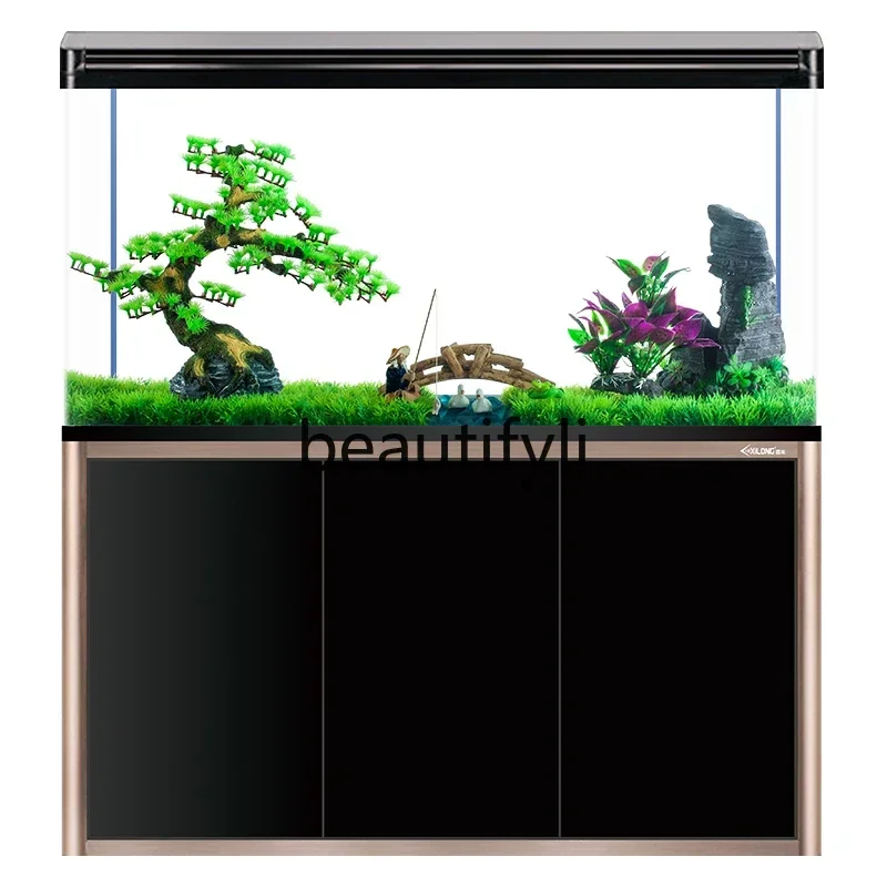 Small and medium-sized fish tank aquarium living room floor-to-ceiling household large lazy ecological water-free glass A