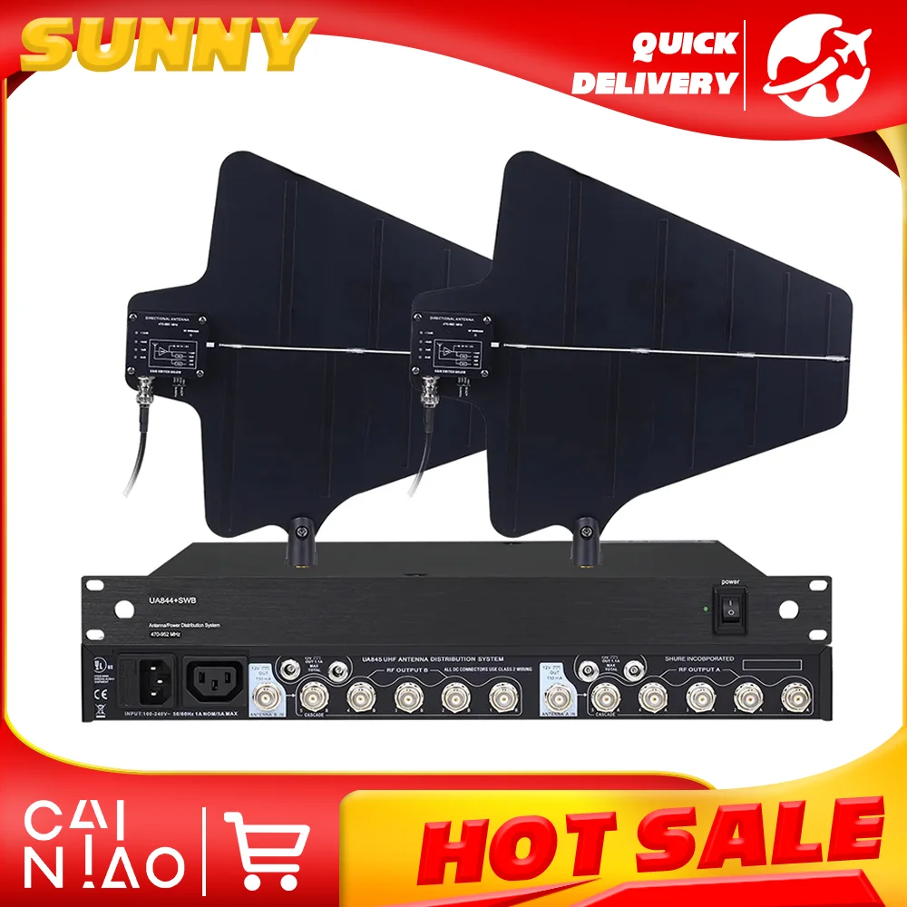 

UA844 UA844+/LC Antenna Amplifier 5 Channel Power Distributor System Super Wideband UHF 470-952MHz for Wireless Microphone