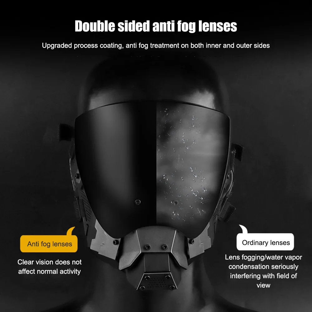 Cyberpunk Cosplay Mask Breathable Airsoft Paintball CS Wargame Sports Mask Double Sided Anti-fog Lens Protective Gear