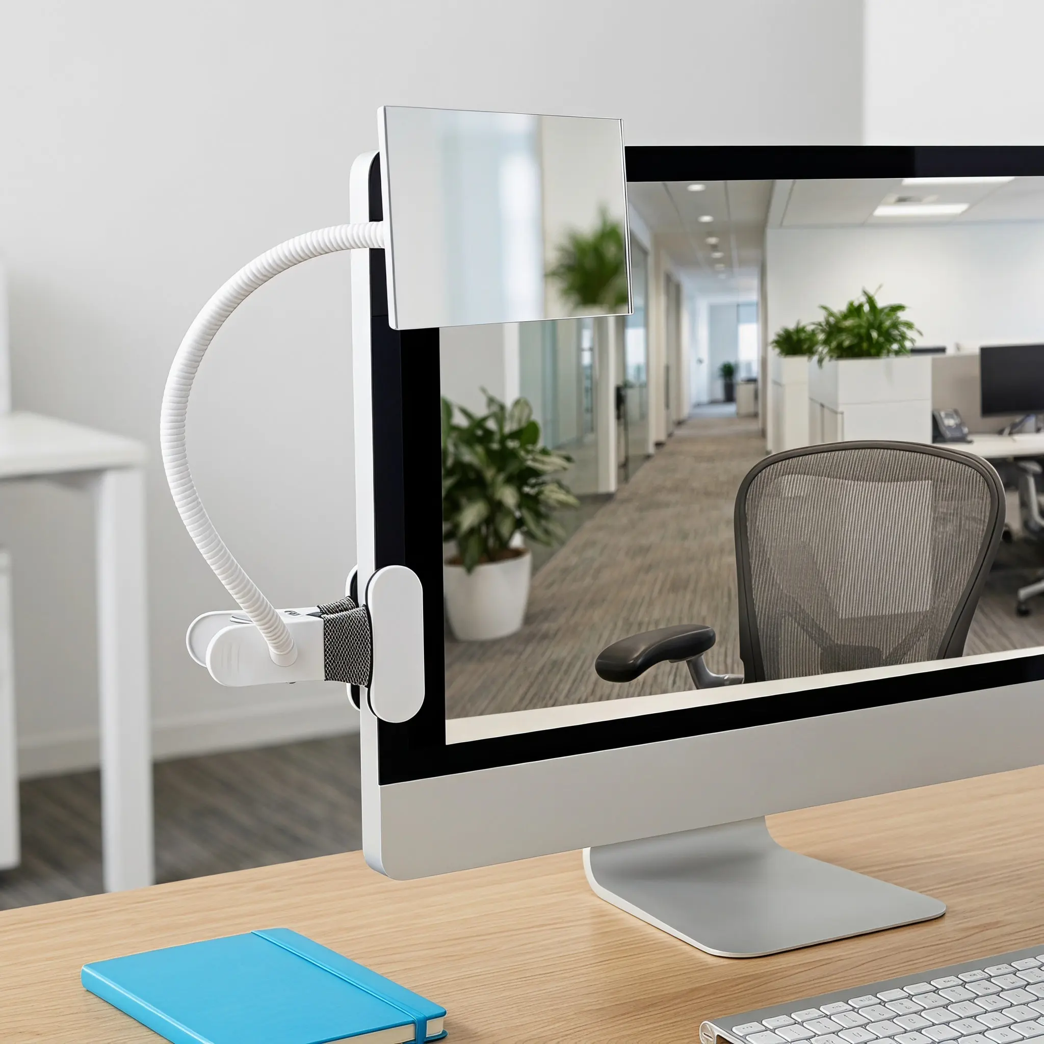 Desktop Mirror with Anti-Peeping Feature, Adjustable Angle & HD Reflection for Office Desk