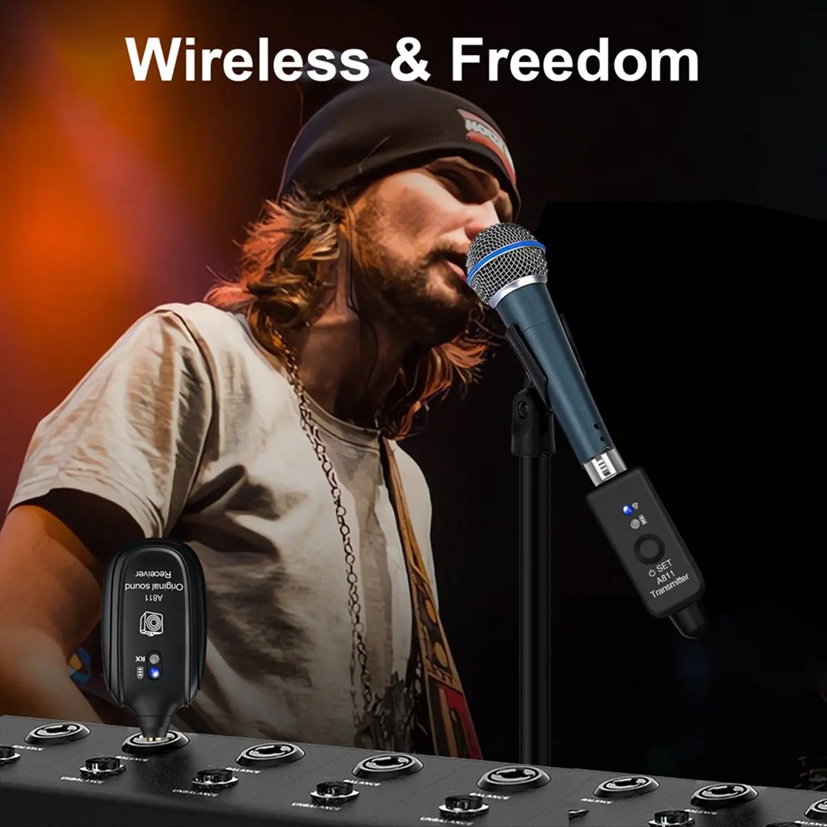 Active Phase Wireless Transmission System 2.4G Dynamic 48V Condenser Mic Wired to Wireless XLR Microphone
