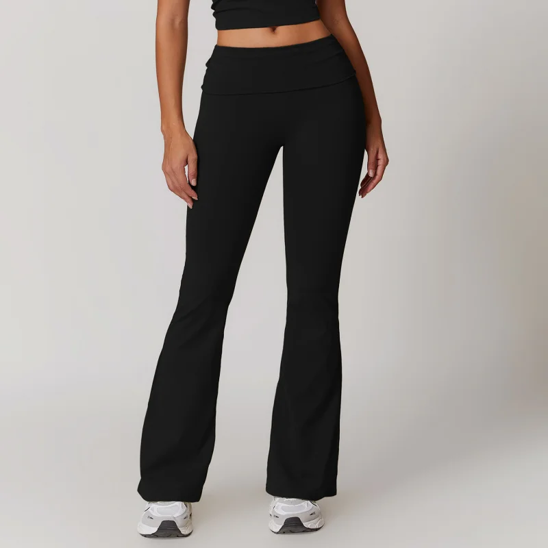 ZC-High Waist Hip Lift Yoga Pants Casual Tight Wide-Leg Bell-Bottoms Sports Fitness Outer Wear Trousers8791