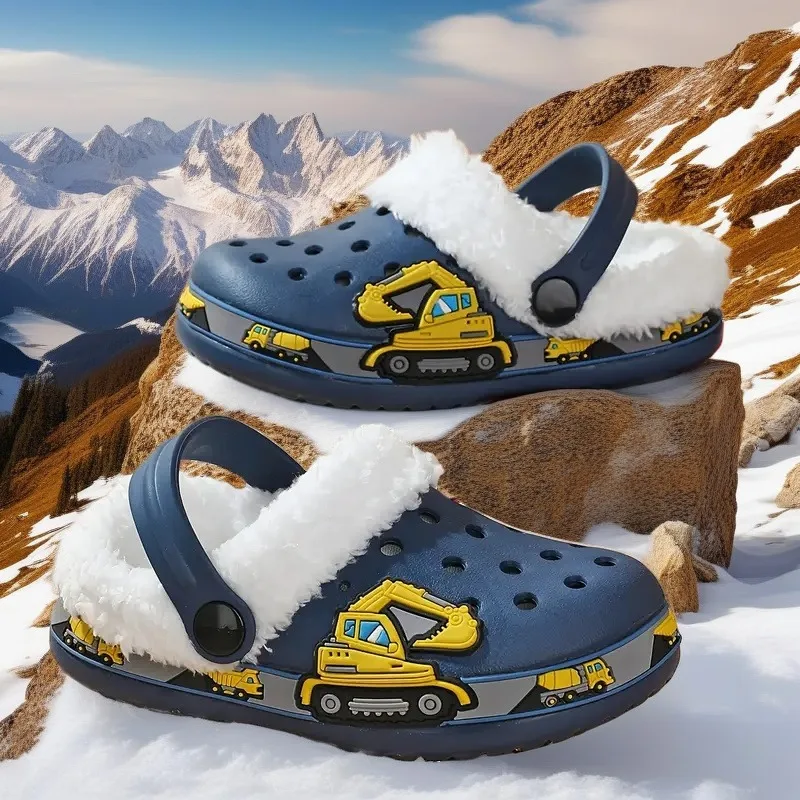 

Winter Cotton Shoes for Children Warm Plush Clogs for Kids Outdoor Garden Shoes for Boys Girls Soft Comfortable Home Slippers