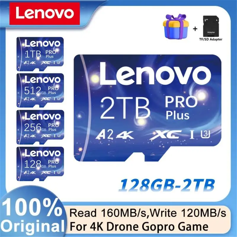 Lenovo-Cartão Micro TF SD de Velocidade Rápida, Cartão de Memória para Nintendo Switch, Ps5, 2TB, 512GB, 256GB, 128GB, 1TB, Novo