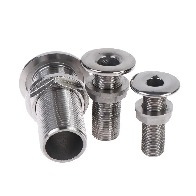 Boat Thru Hull Fitting Connector 316 Stainless Steel Water Outlet Drain Hose Adapter for Outdoor Marine Activities
